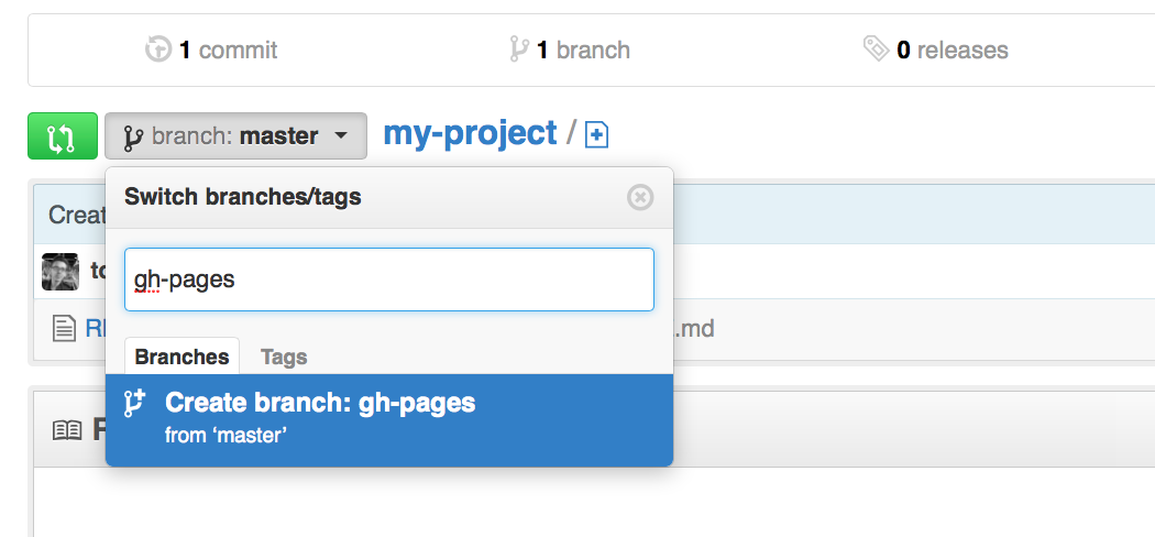 Create a branch named gh-pages